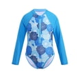 thumbnail image 1 of YONGHS Kids Girls Long Sleeve One Piece Swimsuits Zipper Rash Guard Swimwear UV Protection Bathing Suit Blue Flower 8, 1 of 7