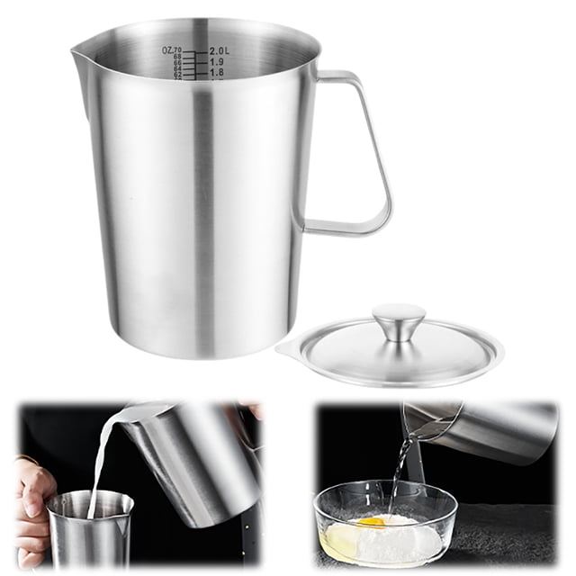 Stainless Steel Storage Pitcher 70 oz Large Metal Measuring Jug with Handle Versatile Heavy-Duty Container for Cooking Baking and Beverage Preparation