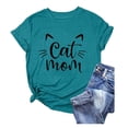 thumbnail image 1 of LUOGENLI T-shirts pour Femme pour Femmes T-Shirt à Col Rond d'Été à Imprimé Chat Coloré en Coton à Manches Courtes Haut T-Shirt T-shirts pour Femmes T-Shirt Graphique Saint-Valentin Vert P, 1 of 2