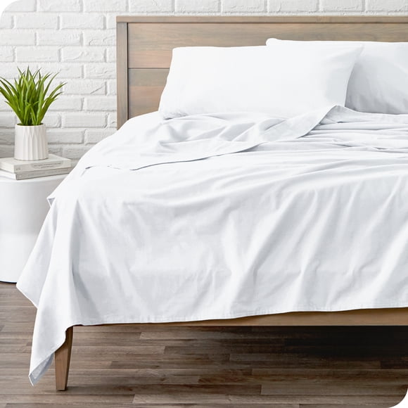 Bare Home Flannel Sheet Set - 100% Cotton - Deep Pocket - California King, White, 4-Pieces