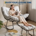 thumbnail image 4 of BeesClover Patio Rocking Chair, Outdoor Oversized Papasan Rocking Chair with Ottoman, 450lb Capacity, All-Weather PE Rattan Egg Rocker for Porch, Backyard, Balcony, 4 of 8