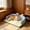 bleu, variante sur Lit pour Chien en Soie Glacée avec Traversin en U, Respirant, Lavable, Tapis d'Été pour Animal de Compagnie avec Mignonnes Oreilles d'Ours, Coussin Doux Non pour Chenil pour Petit Médium