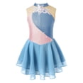 thumbnail image 4 of Oyolan Robe de Patinage Artistique pour Filles, Sans Manches, à Strass et Fleurs, avec Paillettes, Empiècement en Maille, Robe de Ballet et de Patinage à Roulettes, Gris Bleu 16, 4 of 7