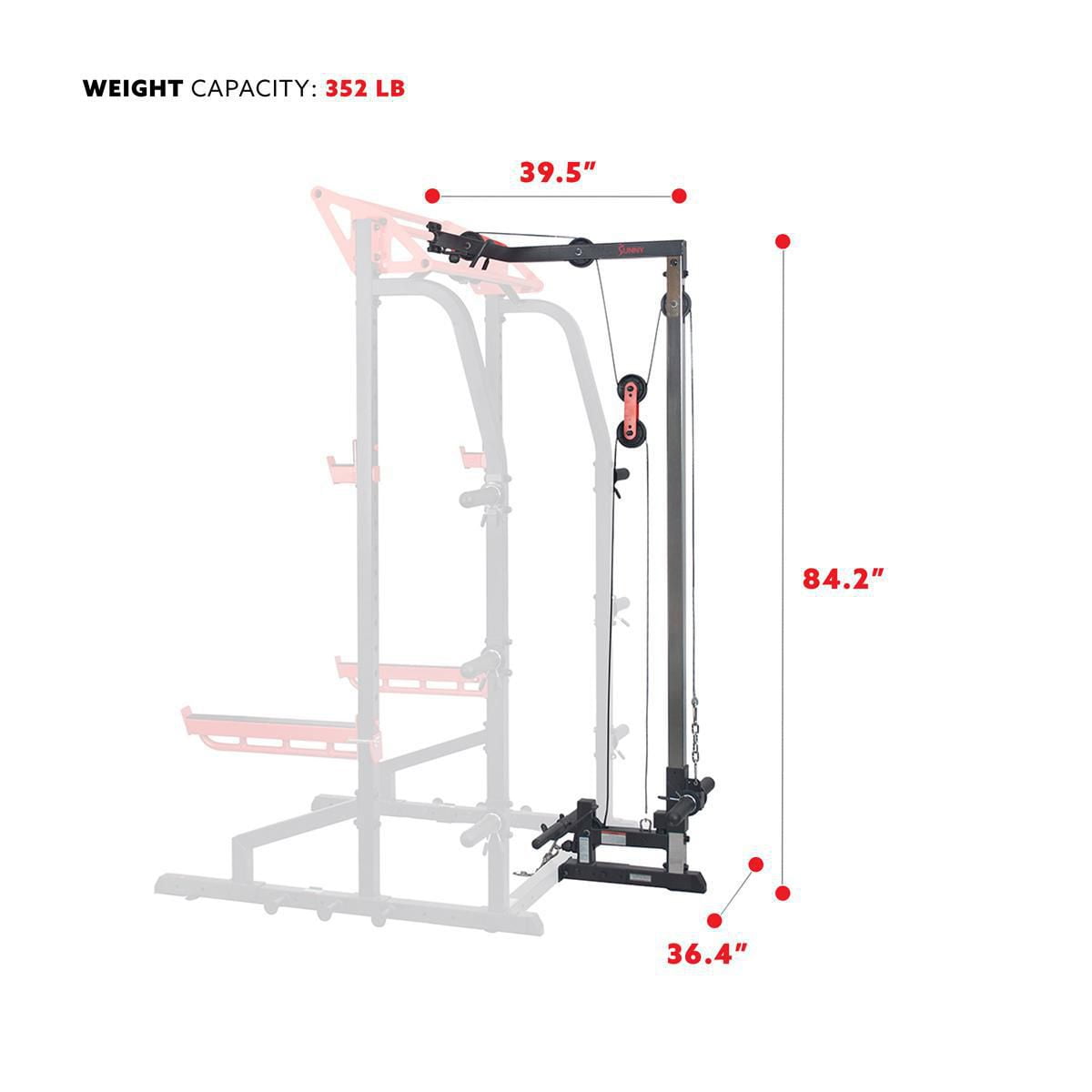 Sunny Health & Fitness Lat Pull Down Attachment Pulley System for Power Racks – SF-XF9927
