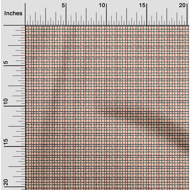 oneOone Organic Cotton Poplin Twill Fabric Check Block Printed Craft Fabric BTY 42 Inch Wide
