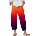 thumbnail image 1 of Meichang Capris à Jambes Larges Tulipe Dégradé pour Femme Grande Taille, Taille Très Extensible, Mode d'Été, Coton et Lin,, 1 of 4