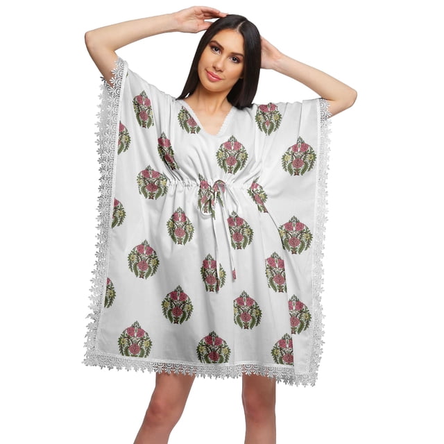 Moomaya Sortie de Plage Imprimé Kimono Caftan Kaftan Cache-Maillot pour Femmes