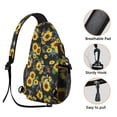 thumbnail image 4 of Yellow Floral Sunflower Pattern Sling Backpack, Boho Country Crossbody Shoulder Bag with Wildflower Bloom and Rustic Summer Design Daypack, 4 of 6