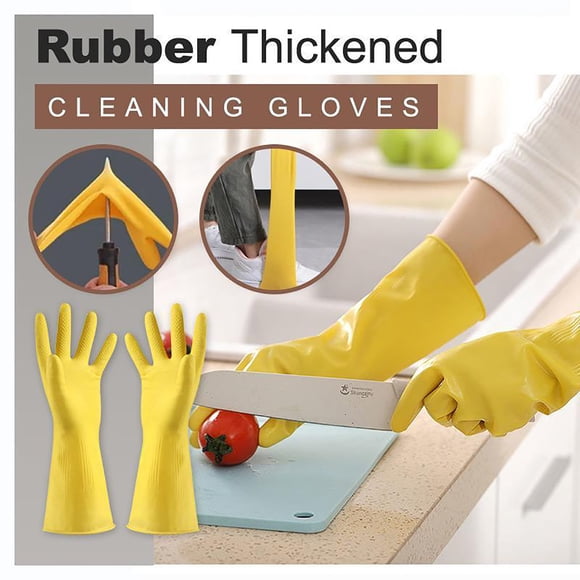 Rubber dishwashing gloves,Reusable Dishwashing Cleaning Gloves with Latex Free,Rubber Thickened Cleaning Gloves,Thickened Dishwashing Gloves Household Kitchen Housework Cleaning Rubber Gloves