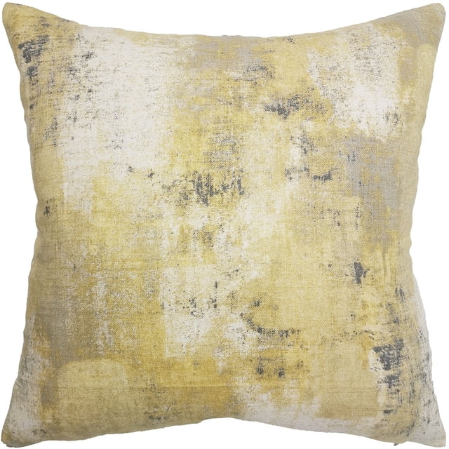 Homeport Coussin Décoratif Jaune Français, un Coussin Décoratif Carré avec Rembourrage en polyester Doux et Housse Amovible avec Fermeture Éclair invisible, Présentant un Motif Texturé Usé Jaune et Gris, Convient pour Rehausser les Canapés Ou la Literie et Est Souvent Utilisé comme Pièce d'Accent Confortable.