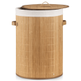 thumbnail image 2 of Bouclair Natural Round Bamboo Hamper with Lining and Faux Leather Handles, 2 of 7