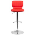 thumbnail image 3 of Contemporary Black Vinyl Adjustable Height Barstool with Vertical Stitch Back and Chrome Base, 3 of 9