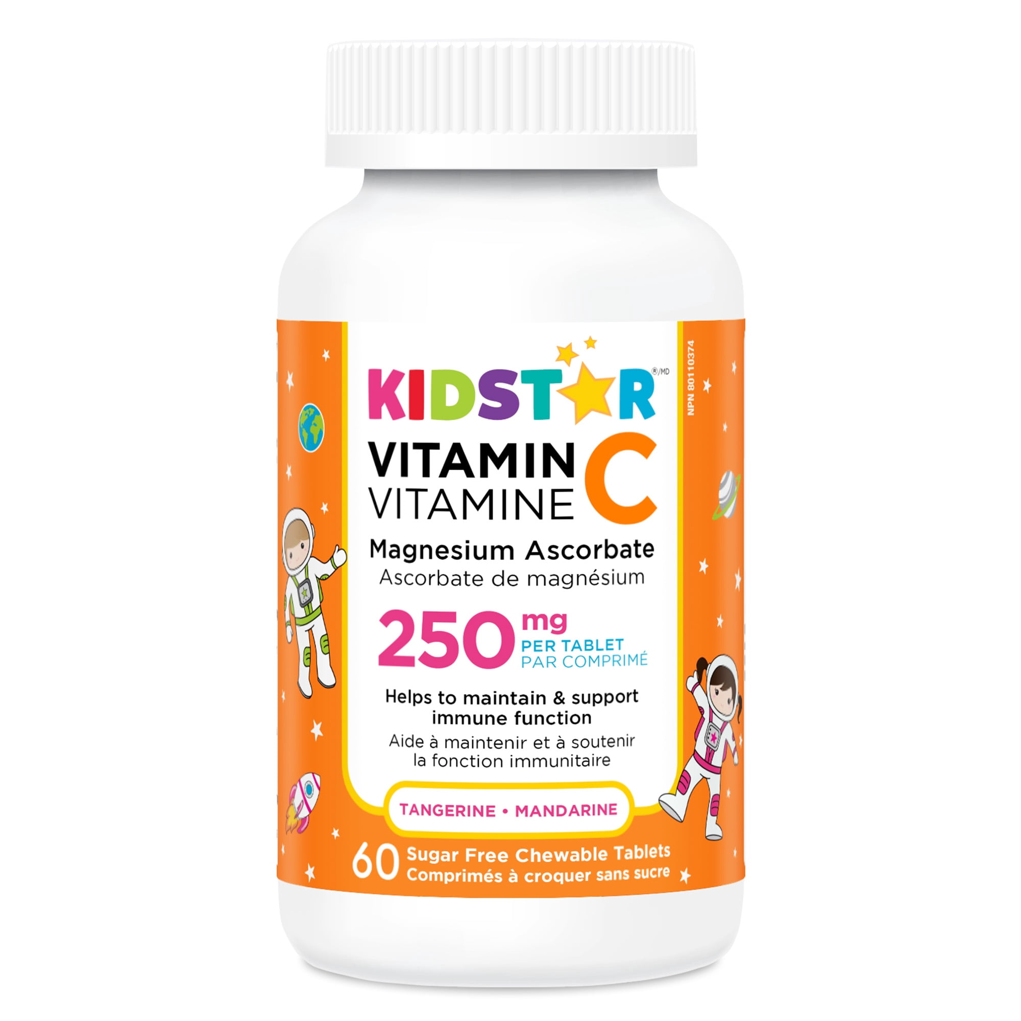 KidStar Vitamin C Chewable Tablet, Tangerine Flavour, 60 Tablets