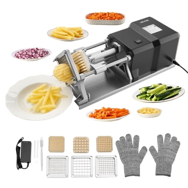 VEVOR Coupe-Frites Électrique en Acier Inoxydable Hachoir à Légumes avec 3 Lames