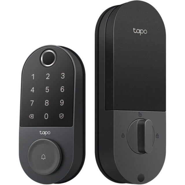 TP-Link - Tapo DL110 Smart Wi-Fi Deadbolt Lock - Lock/Unlock using Keypad, App, or Fingerprint Recognition - Replaces Most Locks - Black