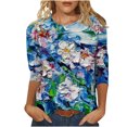 thumbnail image 2 of Tops Décontractés for Femmes Mode Imprimé T-shirt en Vrac Manches 3/4 Blouse Col Rond Tops Décontractés Tops for Femmes Sexy Décontracté sur Clearance, 2 of 5