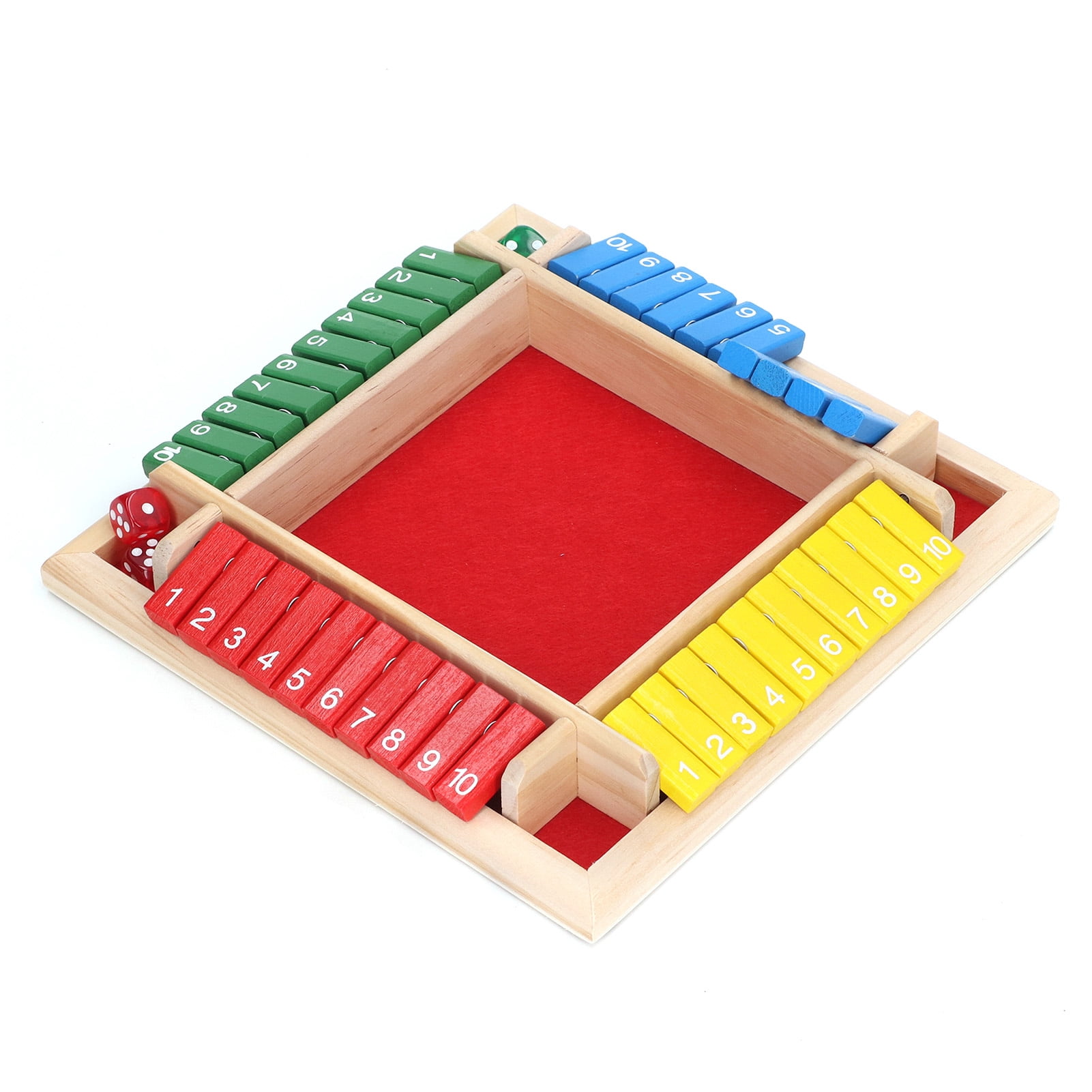 4 Players  Game, Wooden Shut The Box Math  Board Game Toy with Non Slip Base for Adults Kids