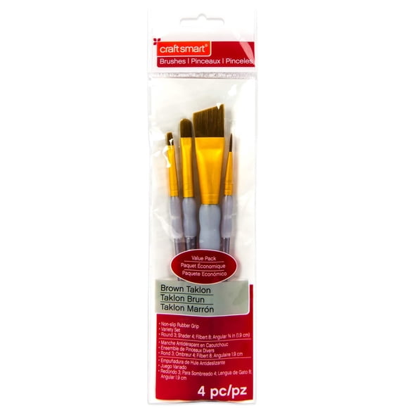 Brown Taklon Angular Variety Brushes Value Pack 4 piece