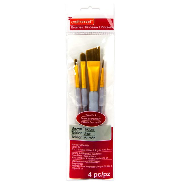 Brown Taklon Angular Variety Brushes Value Pack 4 piece