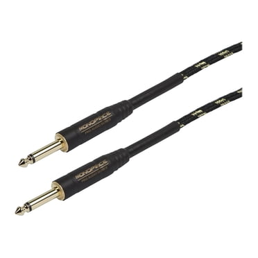 Monoprice Cloth Series - Audio cable - mono jack male to mono jack male - 6 ft - shielded - black & gold