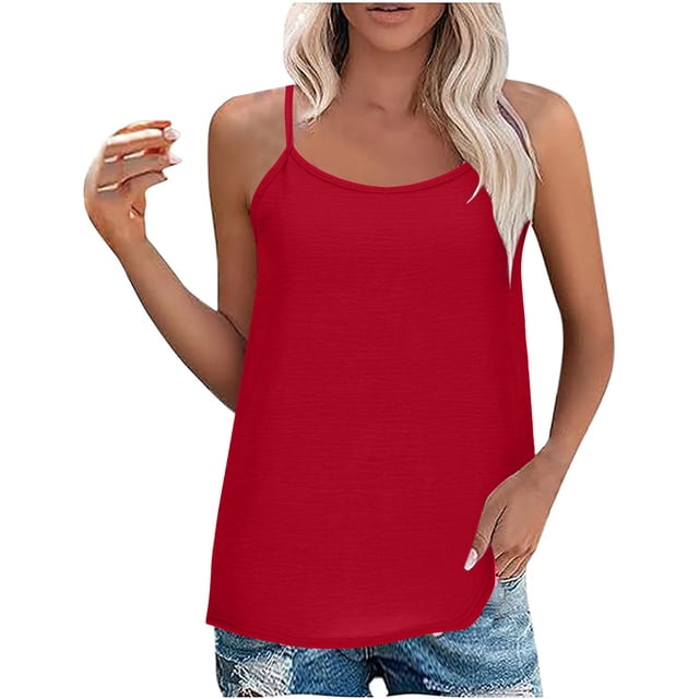 Yuyuzo Camisoles Débardeurs pour Femmes Sans Manches Hauts de Sortie Encolure Carrée Camis Décontractés Amples T-Shirts Tees