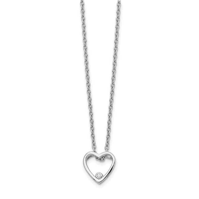 Collier Cœur en Argent Sterling 925 de 18 Pouces avec Diamants, 2 Rallonges, Pendentif Breloque Amour