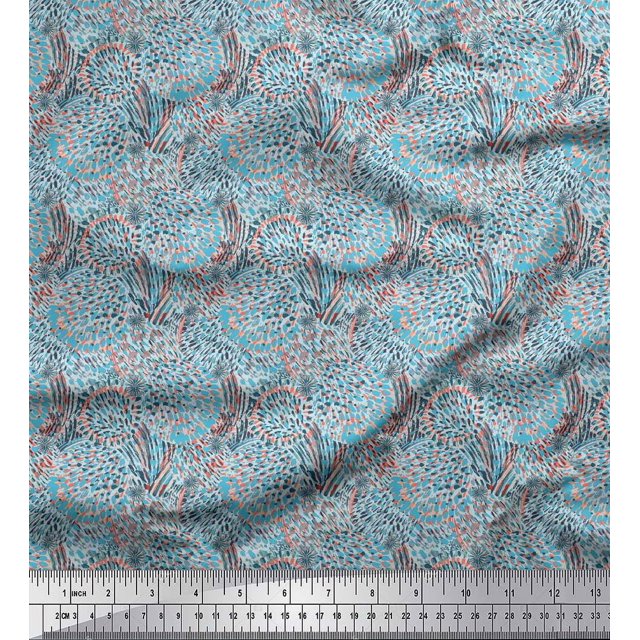 Soimoi Modal Satin Fabric Brush Stroke Abstract Print Fabric by The Yard 42 Inch Wide