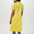 thumbnail image 4 of VEKDONE Robe Mode Femme à Imprimé Polka Col en V Manches Courtes Ample et Confortable Jaune P, 4 of 6