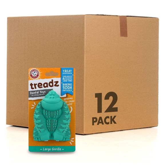 Arm & Hammer for Pets Super Treadz Gorilla Dental Chew Toy for Dogs - Dog Dental Toys Reduce Plaque & Tartar Buildup Without Brushing - Safe for Dogs up to 35 Lbs (Pack of 12)