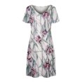 thumbnail image 4 of SMihono Robe d'Été pour Femmes Grande Taille Mode Décontractée Col en V Imprimé Ample Élastique Manches Courtes Jupe, 4 of 5