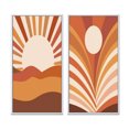 thumbnail image 2 of Designart "Midcentury Terracotta Sun Retro Landscape II" Modern Midcentury Framed Wall Art Set Of 2 - Mid-Century Brown Gallery Wall Frame Set For Home Decor, 2 of 6
