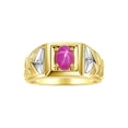 thumbnail image 1 of RYLOS Men's Rings Yellow Gold Plated Silver Rings Designer Weave Band 7X5MM Oval Gemstone &  Diamond Ring Star Ruby July Birthstone Rings For Men Size 9, 1 of 7