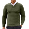 thumbnail image 1 of Mens Knit Shirts Long Sleeve Sweater Solid Color V-Neck Pullover Moisture Sicking Muscle Tops, 1 of 5