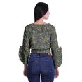 thumbnail image 2 of Moomaya Haut Court Imprimé pour Femmes Style Enveloppant Manches Longues à Volants Blouse d'Été Décontractée, 2 of 5