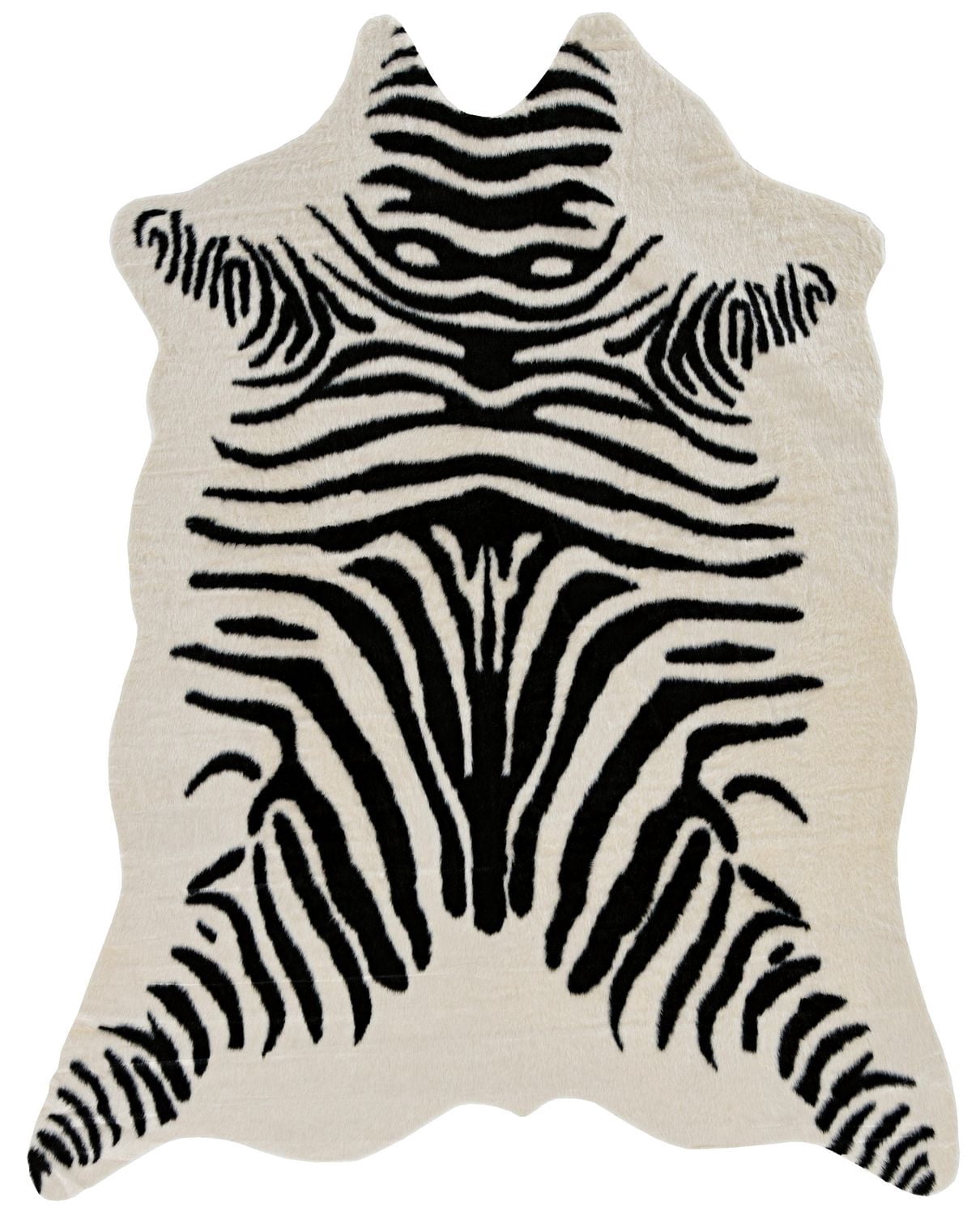 Faux Cowhide Rug, Ivory & Black Zebra Print