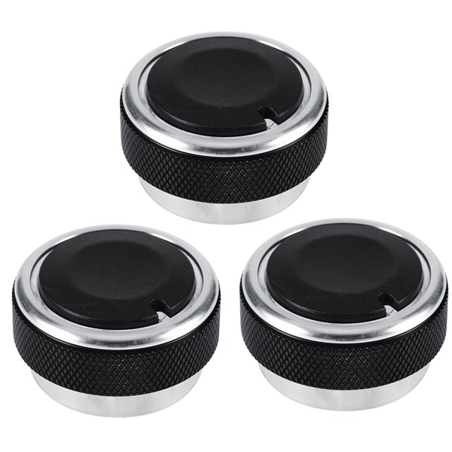 Air Conditioner Knob Switch 3Pcs Car Air Conditioning Knob Switch Engine Start Rotation Button Outer Covering Black