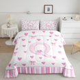 thumbnail image 1 of Erosebridal Ensembles de Couettes Kawaii Monogrammées Format Simple, Couettes et Duvets Lettre Initiale Q, Déco Nœud Mignon, Réversible, 1 of 8