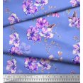 thumbnail image 3 of Soimoi Blue polyester Crepe Fabric Leaves & Flower Floral Print Fabric by Yard 52 Inch Wide, 3 of 4
