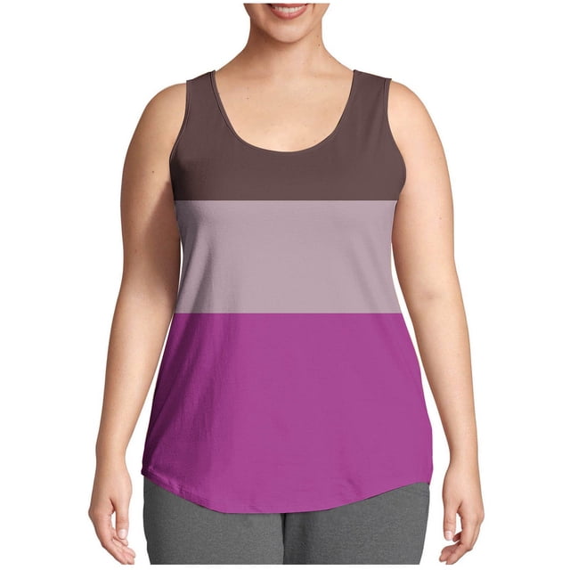 Swstbby Soldes d'Été! Hauts d'Été pour Femmes Grande Taille, Mode Décontractée Imprimée Ample Camisoles Col Rond Rose Vif TTTG