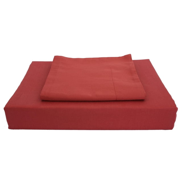 Maholi Maxwell Duvet Cover Set in deep red, made from 100% combed Egyptian cotton fabric with breathability and moisture-wicking properties for better sleep, shown folded with a smooth texture ideal for duvet and bedding use.