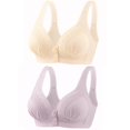 thumbnail image 1 of Timegard 2pc Wireless Bras for Women Front Closure Button Bralette Ruched Comfort Everyday Bras with Support, 1 of 3