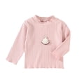 thumbnail image 2 of Cowsor Girls Soft Ribbed Peter Pan Collar Bow T-Shirt Sweet and Ribbed Knit Casua Cute Tops, 2 of 4