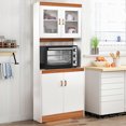 thumbnail image 3 of Gymax Tall Microwave Cart Stand Kitchen Storage Cabinet Shelves Pantry Cupboard White, 3 of 10