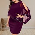 thumbnail image 2 of Kcodviy Femmes Grande Taille Froid Robes en Denim pour Femmes Superposition d'Épaule Asymétrique Chiffon Robes Grande Taille pour Femmes Robe Sans Bretelles à Paillettes, 2 of 4
