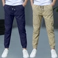 thumbnail image 2 of Hurxie Deals 2Pc Boys Cargo Pants Cotton Linen Drawstring Sweatpants Light Blue,11 Year, 2 of 8