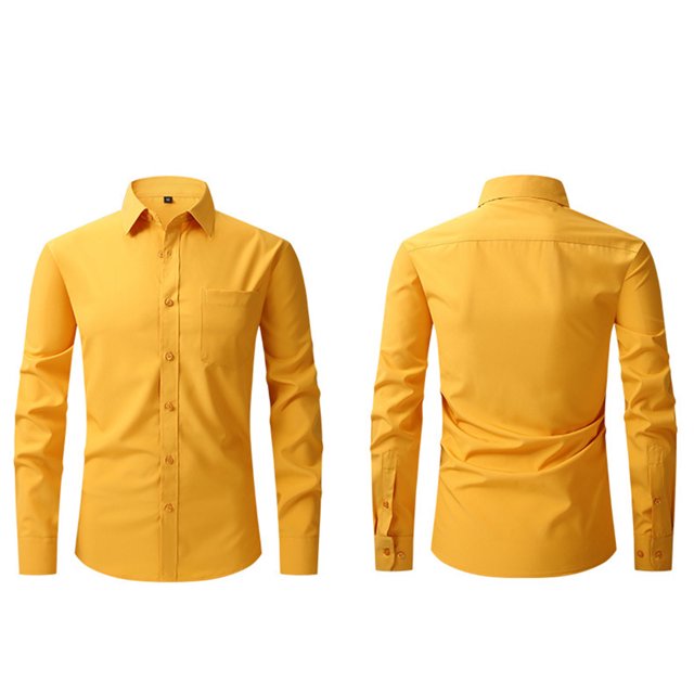 Dress Shirts for Men with Pocket Long Sleeve Big & Tall Tshirts Shirt Button-Down Collared Wrinkle-Free Solid Color Business Work Tops