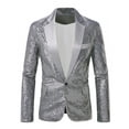 thumbnail image 1 of Silver Man Work Office Formal Prom Party Evening Gowns Modest Jacket Blazer Outfits for Mens Colorful Sequin Sparkly Dance Costumes Cosplay Fall Winter 2025 L, 1 of 4