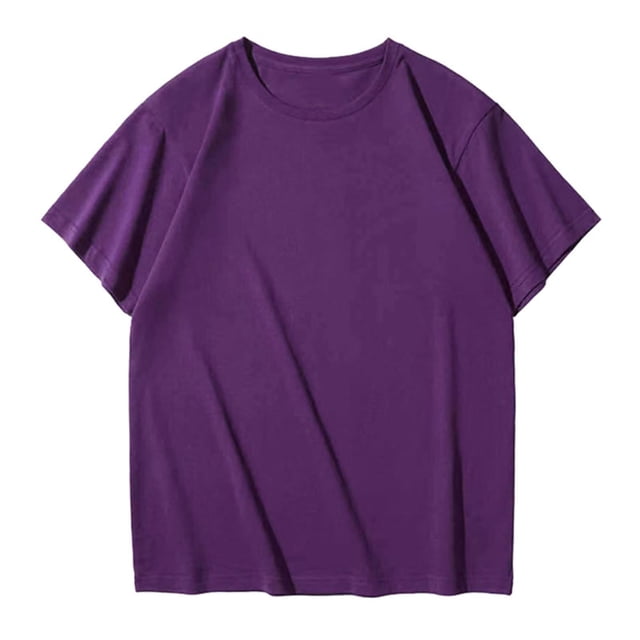 Pisexur T Shirts for Man , Hommes Couleur Unie Mode Décontractée Ventilée Col Rond Exercice Manches Courtes Haut Violet, m Chemises de Golf Hommes & Chemises Hommes