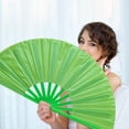 thumbnail image 3 of Btomtd 33cm Golden Glitter Solid Color Fan Martial Arts And Dance Props, Green, 3 of 3