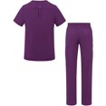 thumbnail image 2 of Adar Addition Go-Everyday Scrub Set for Men - Stylish Scrub Top & Cargo Scrub Pants - A9800 - Eggplant - 3X, 2 of 7